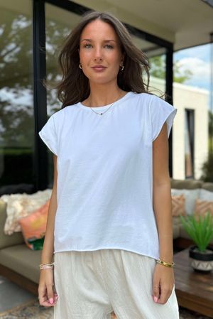 Made in Italy Classic Cotton Cap Sleeve Tee White